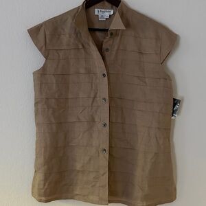 Liberty Fashions Linen Sleeveless Button‑Up Blouse – NWT Size 14